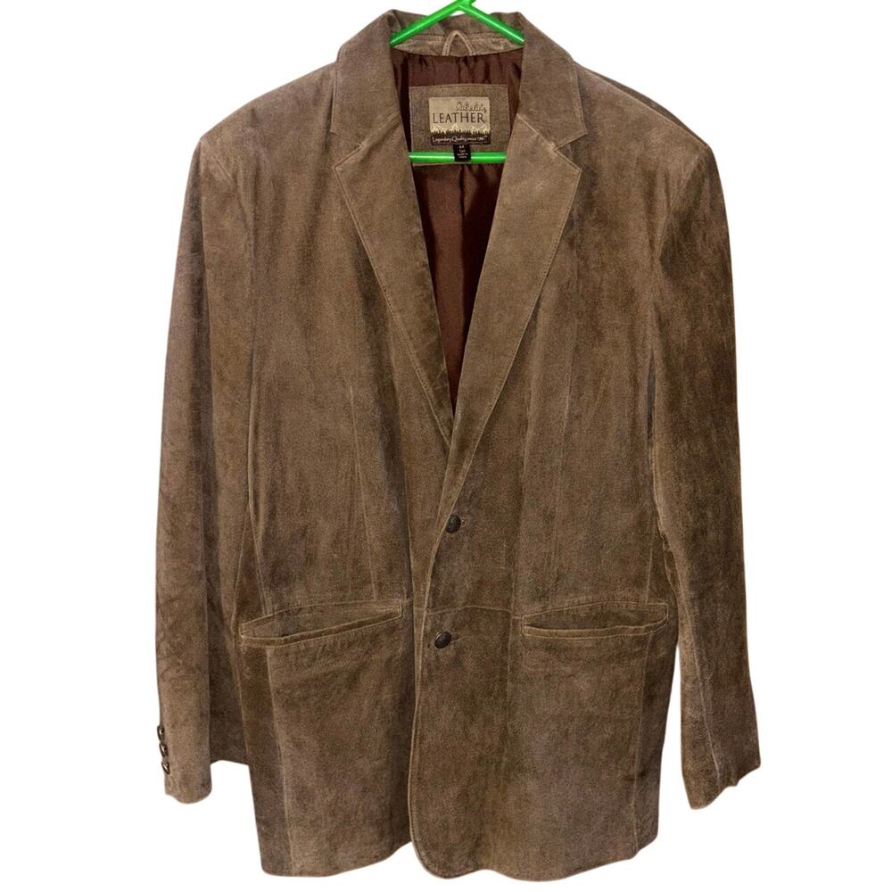 Cabela leather men’s brown Buffalo Nickel blazer jacket (size 44 tall)